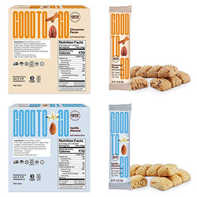 Good to Go Snacks Keto Bar - Soft Baked, Low Carb, Gluten-Free, Vegan, Ketogenic Certified - Variety Gift Box (12 Bars)