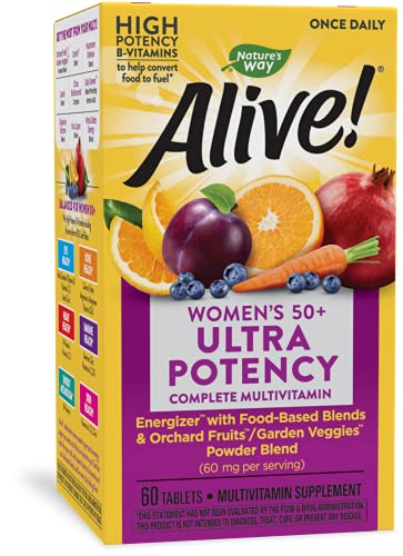 Nature’s Way Alive! Women’s 50+ Ultra Potency Complete Multivitamin, High Potency B-Vitamins, 60 Tablets