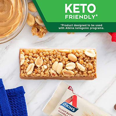 Atkins Peanut Butter Granola Protein Meal Bar. Crunchy and Creamy. Keto-Friendly. (5 Bars)
