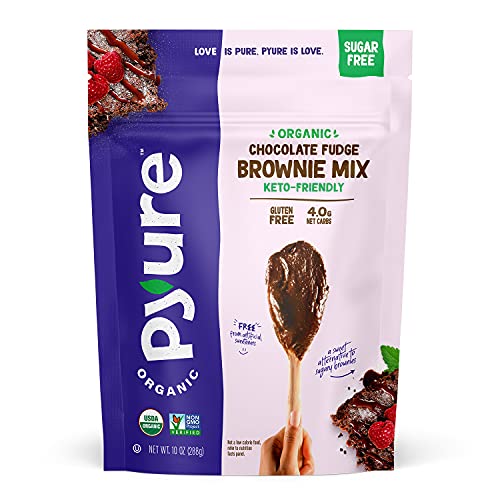 Pyure Organic Chocolate Fudge Brownie Mix, Sugar-Free, Keto, Low Carb, Makes 12 Brownies, 10.5 Ounce (Pack of 1)