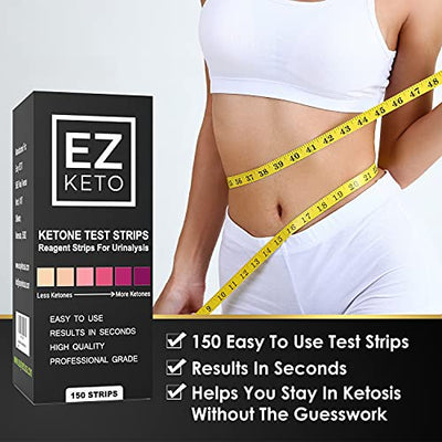 EZ Keto Ketone Testing Strips for Urinalysis with Free App and EZ Keto Start Guide - 150 Test Sticks Measure Ketones. Test if You are in Ketosis. Perfect for Ketogenic Low Carb Paleo & Atkins Diets.