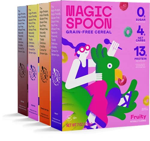 Magic Spoon Cereal - High Protein, Low Carb, Zero Sugar, Gluten & Grain Free, Non-GMO, Keto Breakfast Cereal - 4 Flavor Variety Pack