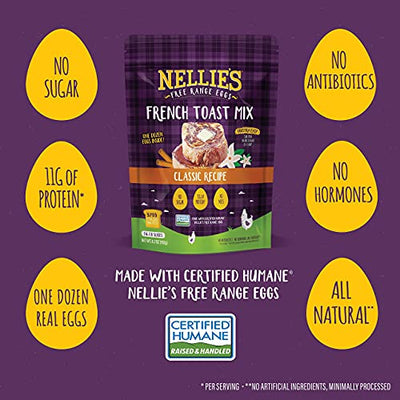 Nellie’s Free Range Eggs French Toast Mix – Classic, Gluten & Sugar Free, Keto, High Protein Breakfast Food, Just Add Water / Milk & Coat Your Bread, Alternative to Pancake, Waffle, or Baking Mixes