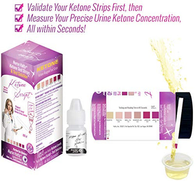 Nurse Hatty - 100ct. Fresh Keto Strips + Liquid Ketone Test Solution - Made-in-The-USA - Test, Don't Guess, If Your Strips are Accurate (100ct. Long + Test Solution)