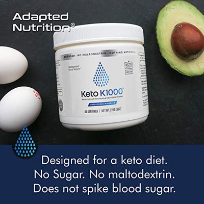 Keto K1000 Electrolyte Powder | Raw Mineral Flavor | Hydration Drink Mix Supplement | Boost Energy & Beat Leg Cramps | No Maltodextrin, No Sugar, No Stevia | 50 Servings
