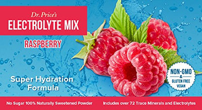 Electrolyte Mix Supplement Powder, 90 Servings, 72 Trace Minerals, Potassium, Sodium, Electrolyte Replacement Keto Drink | Raspberry Flavor | Dr. Price's Vitamins, No Sugar, Vegan, Non-GMO