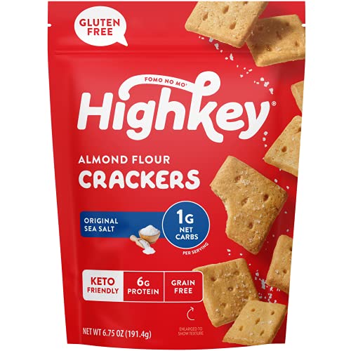 HighKey Almond Flour Crackers - Sea Salt Gluten Free Cracker, Low Carb Chips, Protein Snack Crisps & Sugar Free Keto Snacks for Zero Grain Saltine & Ketogenic Diet Friendly Food & Diabetic Foods