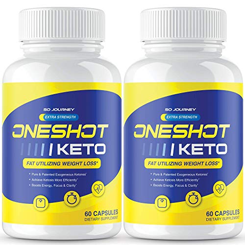 (2 Pack) One Shot Keto Pills Oneshot Keto Fat Advanced Weight 1 Shot Formula Supplement As Seen on TV, Exogenous Ketones for Rapid Ketosis (120 Capsules)