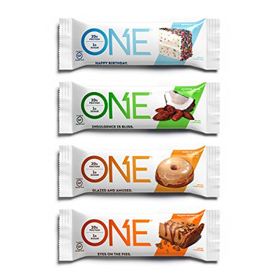 ONE Protein Bars, Best Sellers Variety Pack, Gluten Free 20g Protein and Only 1g Sugar, Birthday Cake, Almond Bliss, Maple Glazed Doughnut & Peanut Butter Pie, 2.12 oz (12 Pack)