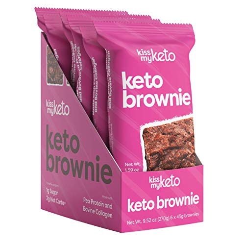 Kiss My Keto Brownie –– Protein Based Brownies | Low Sugar, Low Carb (2g Net) Keto Desserts and Snacks | Gluten Free, Low Carb Snacks –– Made with Pea Protein & Collagen (6-Pack)