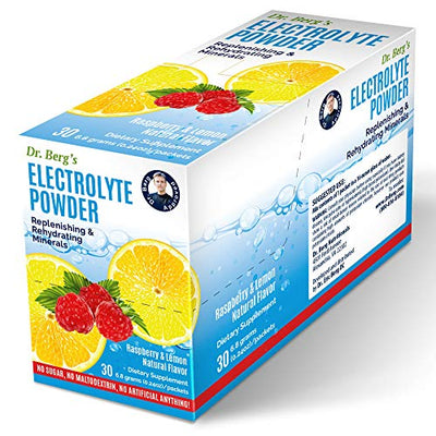 Dr. Berg's Electrolyte Powder Packets - Travel Size Hydration Drink Mix Supplement -13x Potassium - Boost Energy & Keto-Friendly - NO Maltodextrin, Sugar & Carb-Free - Raspberry Lemon Flavor 30 Counts