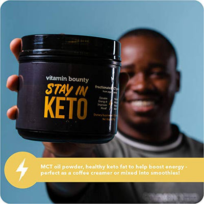 MCT Oil Powder with Organic Acacia Fiber - 0g Net Carbs - Perfect for Coffee Creamer, Smoothies & Sustained Energy, Stay in Keto. 20 Servings