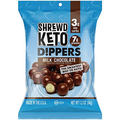 Shrewd Food Keto Milk Chocolate Protein Crisp Dippers, Protein Dippers, High Protein Keto Snacks, Low Carb Chocolate, 7g Protein, 3 Net Carbs, 1.2 oz, 16 ct