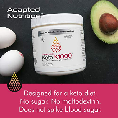 Keto K1000 Electrolyte Powder | Boost Energy & Beat Leg Cramps | No Maltodextrin or Sugar | No Ingredients from China or Pakistan | Raspberry Lemon | 50 Servings