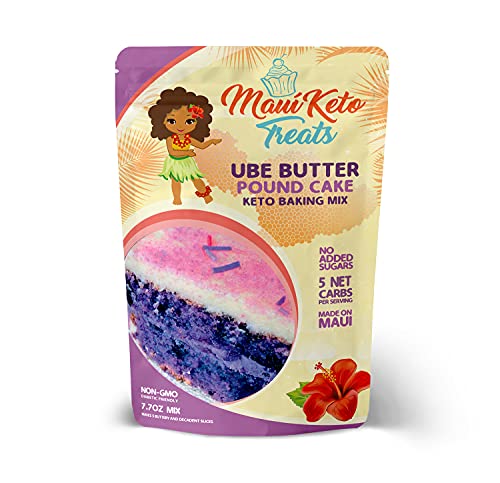 Maui Keto Treats Ube Butter Pound Cake Mix – Gluten Free, Low Carb Prepared with Almond Flour – 7.5 Oz