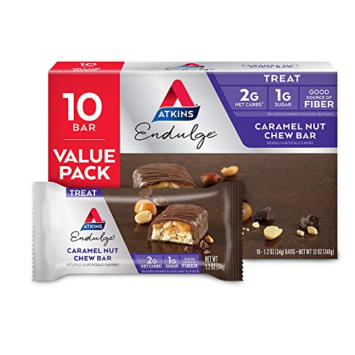Atkins Endulge Treat, Caramel Nut Chew Bar, Keto Friendly, 10 Count (Value Pack)