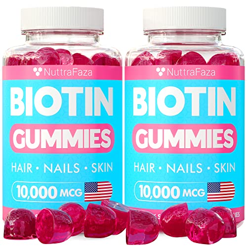 (2 Pack) Biotin Gummies 10,000mcg for Healthy Hair, Skin, Nails - Vegetarian, Pectin-Based, Non-GMO - Hair Nails and Skin Vitamins for Men, Women, Kids - 120 Biotin Gummies for Hair Growth