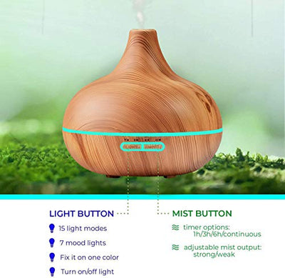 Pure daily care Ultimate Aromatherapy Diffuser& Essential Oil Set - Ultrasonic Diffuser&Top 10 Essential Oils - 400ml Diffuser with 4 Timer & 7 Ambient Light Settings - Therapeutic Grade - Lavender