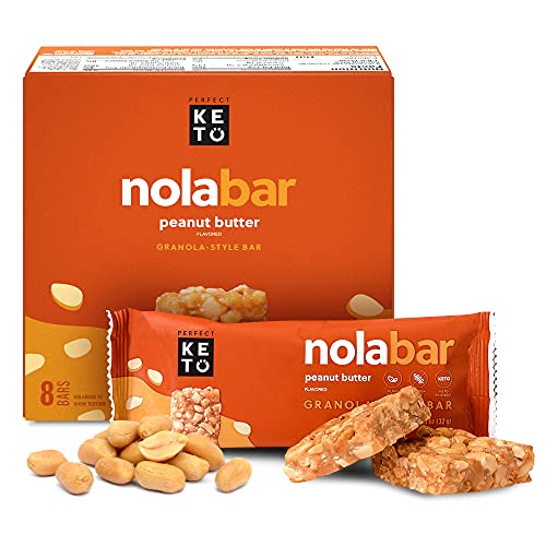 Perfect Keto Nola Bars | Gluten-Free Keto Granola Bars with Zero Added Sugar or Carbs | Enjoy a Chewier, Nuttier, and Tastier Way to Curb Cravings and Start the Day | Peanut Butter | 8 Pack