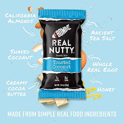 FBOMB Real Nutty Bars - Variety Pack - Keto Snack, Simple Real Food - Healthy, Low Sugar, Low Carb, Clean Ingredients - Keto & Paleo Friendly (8 Pack)