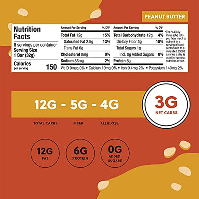 Perfect Keto Nola Bars | Gluten-Free Keto Granola Bars with Zero Added Sugar or Carbs | Enjoy a Chewier, Nuttier, and Tastier Way to Curb Cravings and Start the Day | Peanut Butter | 8 Pack