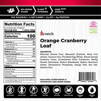 Orange Cranberry Loaf & Muffin Mix by Scratch - Low Carb Keto (4g Net Carbs), No Added Sugar, Gluten Free, Dairy Free, Blossom Natural Sweetener