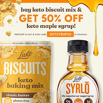 Livlo Keto Biscuit & Bread Mix - Low Carb & Gluten Free Baking Mix - 2g Net Carbs - Fast, Easy and Delicious Keto Friendly Food - 10 Servings - Classic Butter Biscuits
