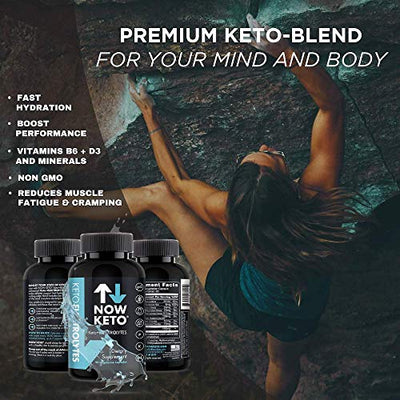 Keto Plus Electrolytes Replacement Tablets for Fast Hydration | Magnesium, Potassium, Sodium, Calcium, Vitamin D, Vitamin B | Keto Diet Friendly | 90 Vegetarian Capsules