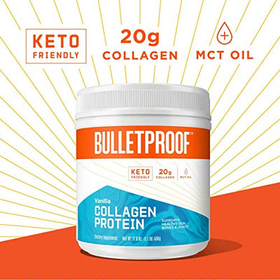 Bulletproof Vanilla Collagen Protein Powder with MCT Oil, 17.6 Ounces, Grass-Fed Collagen Peptides, Healthy Skin, Bones and Joints 
