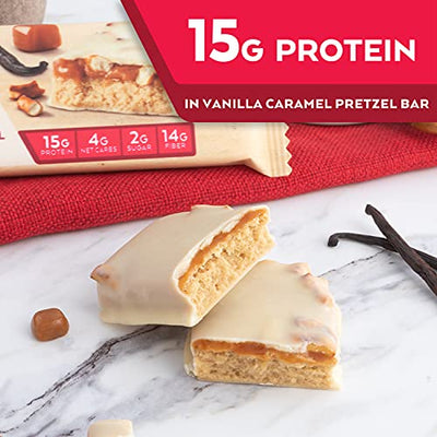 Atkins Vanilla Caramel Pretzel Protein Meal Bar, Keto Friendly, 5 Count