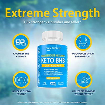 Only The Best Keto Diet Pills for Women and Men - Utilize Fat for Energy & Focus, Keto BHB Salts for Ketosis, Keto Supplements with Exogenous Ketones, Supports Cravings and Metabolism - 30 Day Supply
