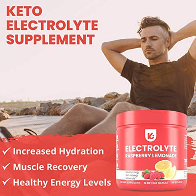 KEPPI Keto Electrolytes Powder - 50 Servings No Sugar or Carbs - Advanced Hydration Raspberry Lemonade Electrolyte Supplement, Boost Energy Without Sugar