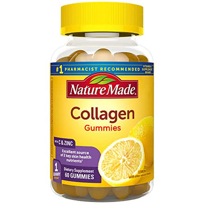 Nature Made Collagen Gummies, 100mg Hydrolyzed Collagen, Helps Support Healthy Skin, Gluten Free, Lemon, 60 Count