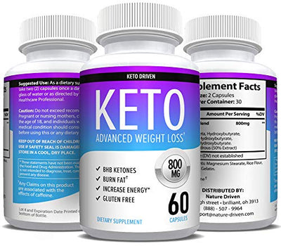 Keto Diet Pills That Work - Weight Loss Supplements to Burn Fat Fast - Boost Energy and Metabolism - Best Ketosis Supplement for Women and Men - Nature Driven - 60 Capsules
