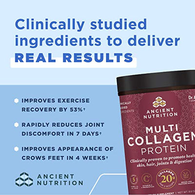 Collagen Powder Protein with Vitamin C and Probiotics by Ancient Nutrition, Multi Collagen Protein, Unflavored, 24 Servings, Hydrolyzed Collagen Peptides Supports Skin and Nails, Gut Health, 8.6oz