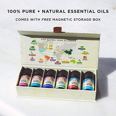 Guru Nanda (Set of 6) Therapeutic Grade Essential Oil Blends - 100% Pure & Natural Aromatherapy Blends for Oil Diffusers & Topical Use - Breathe Easy, Tranquility, Harmony, Sleep, Relaxation, Immunity
