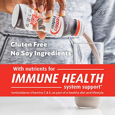 Premier Protein Shake, Cookies & Cream, 30g Protein, 1g Sugar, 24 Vitamins & Minerals, Nutrients to Support Immune Health 11.5 fl oz, 12 Pack