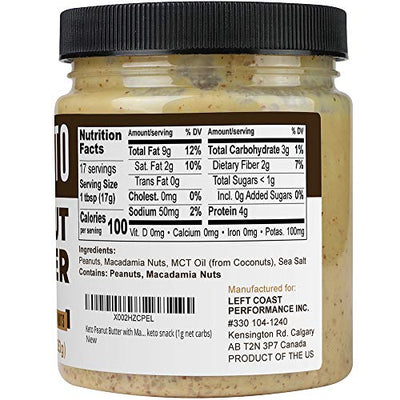 Keto Peanut Butter with Macadamia Nuts and MCT Oil 10oz - [Smooth] Keto Nut Butter Spread | Perfect fat bomb, low carb keto snack (1g net carbs)