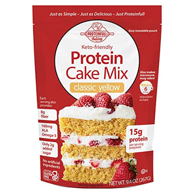 Proteinfull Baking Protein Cake Mix – Gluten Free, Keto Friendly, High in Protein and Natural Fiber, Low in Carbs and Sugar – Classic Yellow (Vanilla)