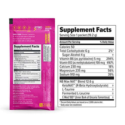 Keto//OS NAT® Raspberry Lemonade Keto Supplements – Charged - Exogenous Ketones - BHB Salts Ketogenic Supplement for Workout Energy Boost - Fat Burner Supplements for Men and Women (20 Count)
