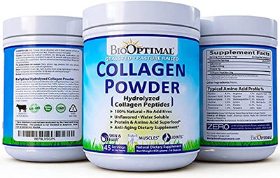 BioOptimal Collagen Powder - Collagen Peptides, Grass Fed, for Skin, Hair, Nails & Joints, Collagen Supplements for Women & Men, Pasture Raised, Dissolves Easily, 16 Ounces (16 Ounce)