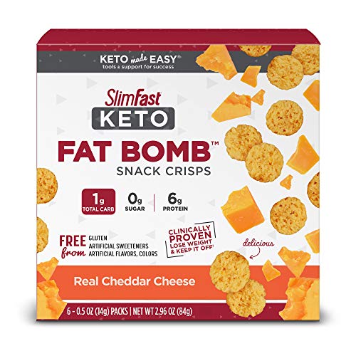 SlimFast Keto Fat Bomb Snacks - Real Cheddar Cheese Crisps - 6 Count - Pantry Friendly