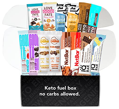 Keto Bars Snack Box: Munk Pack, IQ Bar, Keto Krisp, Love Good Fats & more – Low Sugar, Low Carb, Gluten-Free Variety Gift Box