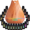 Aromatherapy Essential Oil Diffuser Gift Set - 400ml Ultrasonic Diffuser with 20 Essential Plant Oils - 4 Timer & 7 Ambient Light Settings - Therapeutic Grade Essential Oils