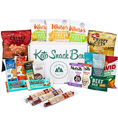 Keto Snack Box 20-Count - Keto Gift Box Variety Pack Ultra Low Carb Snacks, Gluten Free, Low Sugar - Healthy Ketogenic-Friendly Pork Rinds, Nuts, Cheese Crisps, Protein Bars, Jerky & More