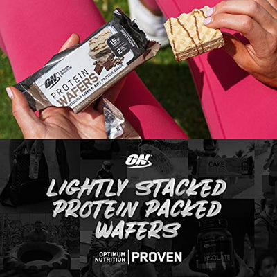 Optimum Nutrition High Protein Wafer Bars, Low Sugar, Low Fat, Low Carb Dessert, Protein Snack, Vanilla, 9 Count