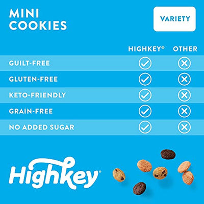 HighKey Keto Food Low Carb Snack Cookies Variety Pack - Chocolate Chip, Brownie Bites & Snickerdoodle - 3 Pack - Gluten Free & No Sugar Added, Diabetic, Paleo, Dessert Sweets and Diet Foods