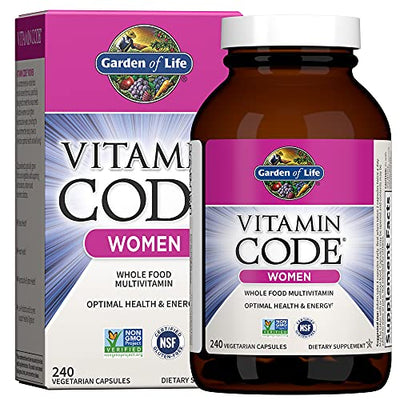 Garden of Life Multivitamin for Women, Vitamin Code Women's Multi - 240 Capsules, Whole Food Womens Multi, Vitamins, Iron, Folate not Folic Acid, Probiotics, Vegetarian Supplements for Womens Energy