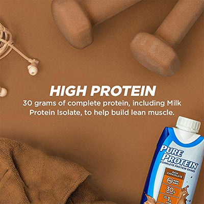 Pure Protein Chocolate Protein Shake | 30g Complete Protein | Ready to Drink and Keto-Friendly | Vitamins A, C, D, and E plus Zinc to Support Immune Health | 11oz Bottles | 12 Pack