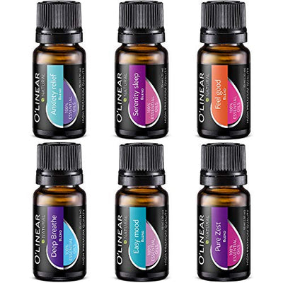 Top 6 Blends Essential Oils Set - Aromatherapy Diffuser Blends Oils for Sleep, Mood, Breathe, Temptation, Feel Good, Anxiety Relief